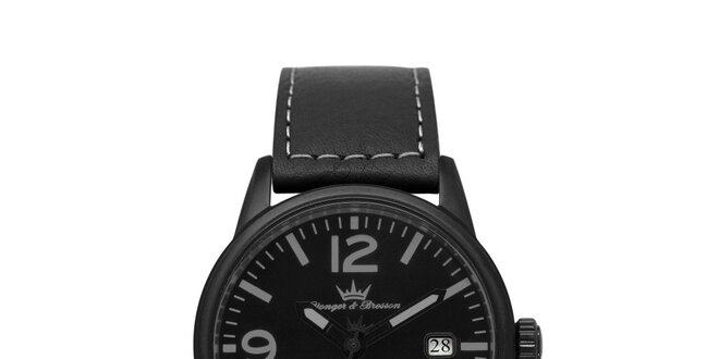 Pánske hodinky s čiernym ciferníkom a remienkom Yonger & Bresson