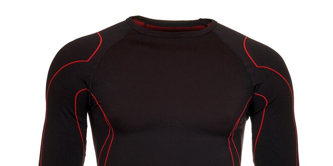 Pánske čierne termo tričko Iguana s červenými detailami