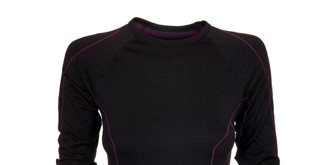 Dámske čierne termo tričko Iguana s fialovými detailami