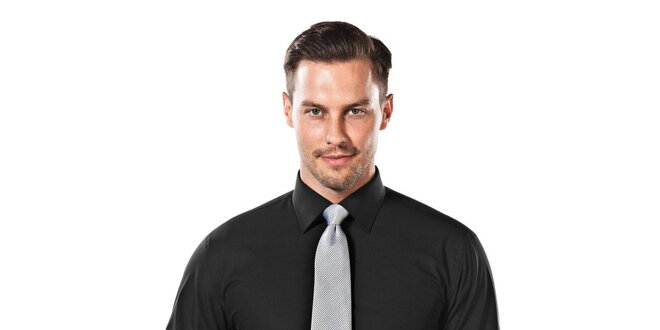 Pánska čierna obleková slim-fit  košeľa Vincenzo Boretti