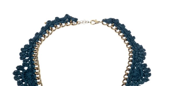 Dámsky náhrdelník s modrou čipkou Majique