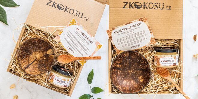 Darčekové balíčky-orechový krém a k nemu kokosová miska s lyžicou
