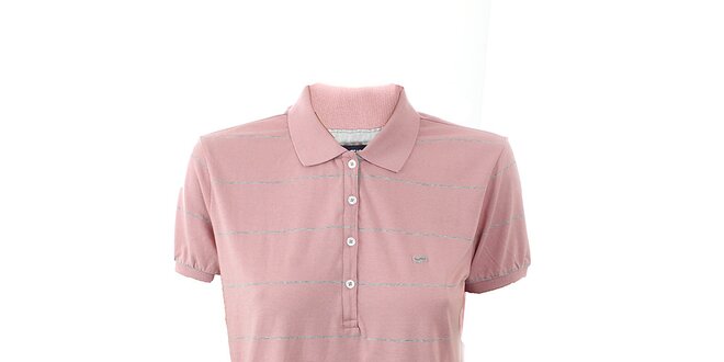 Dámske ružové polo tričko so šedými pruhmi GAS