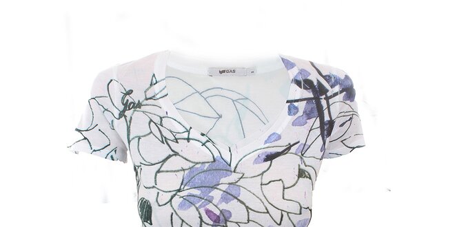 Dámske bielo-fialové kvetinové tričko GAS