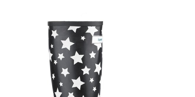 Dámske čierne čižmy Splash by Wedge Welly s hviezdičkami