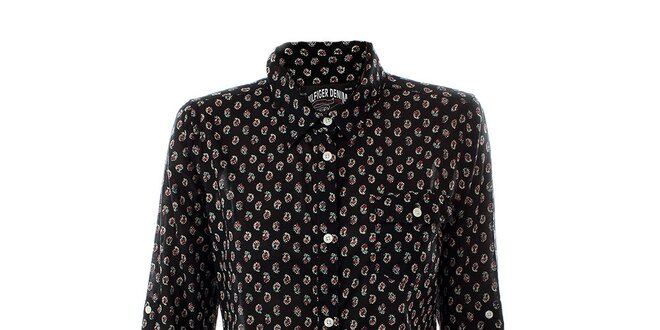 Dámska čierna košeľa so vzorom Tommy Hilfiger