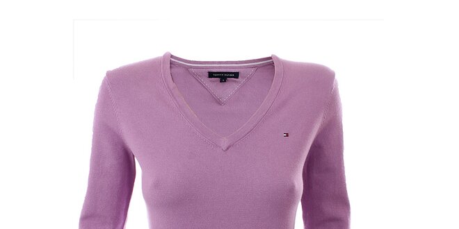 Dámsky lila sveter s véčkovým výstrihom Tommy Hilfiger