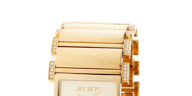 Dámske zlaté náramkové hodinky Jet Set s kamienkami