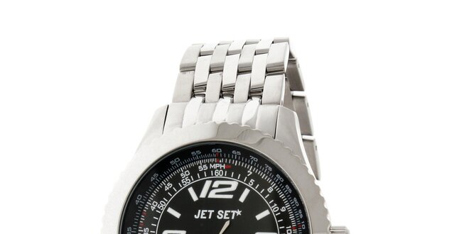 Pánske oceľové hodinky Jet Set s čiernym ciferníkom