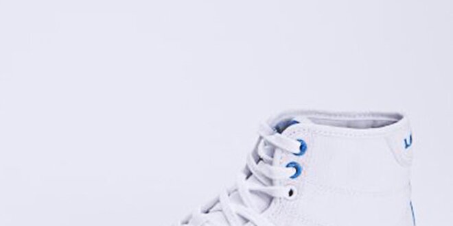 Dámske biele plátené tenisky s modrými detailmi Lacoste