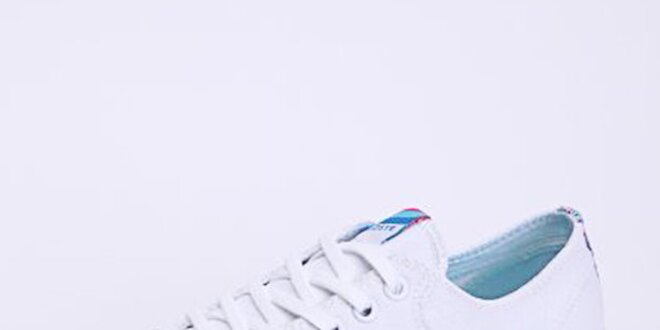 Dámske plátené biele tenisky Lacoste s farebným prúžkom