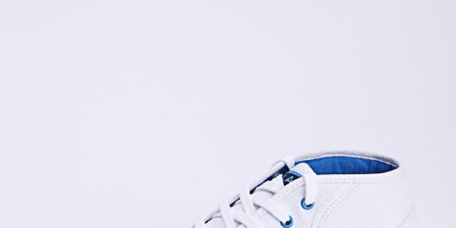 Pánske biele členkové tenisky s modrými detailmi Lacoste