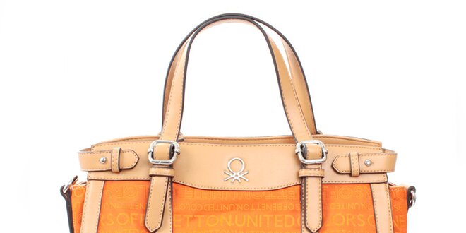 Dámska oranžová kabelka United Colors of Benetton s béžovými lemami