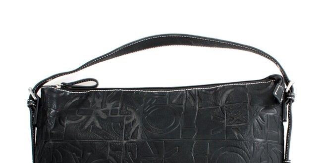 Dámska čierna kabelka s reliéfnou vzorkou United Colors of Benetton
