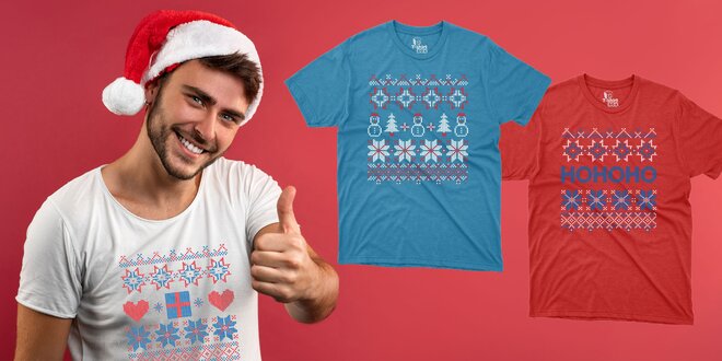 Pánske vianočné tričká s nórskym vzorom