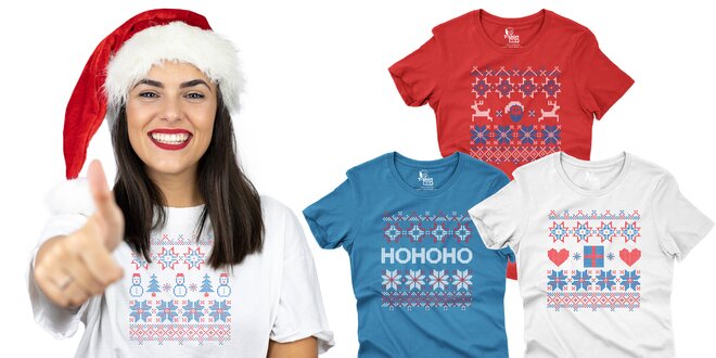 Dámske vianočné tričká s nórskym vzorom
