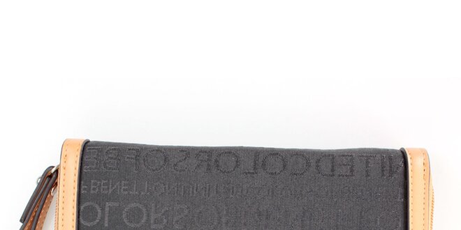 Dámska čierna peňaženka United Colors of Benetton s potlačou a strieborným logom