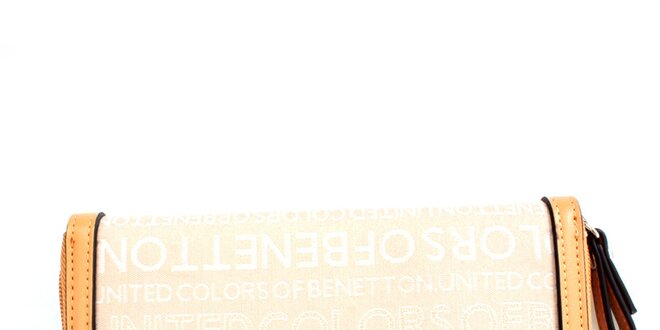 Dámska béžová peňaženka United Colors of Benetton s potlačou a strieborným logom