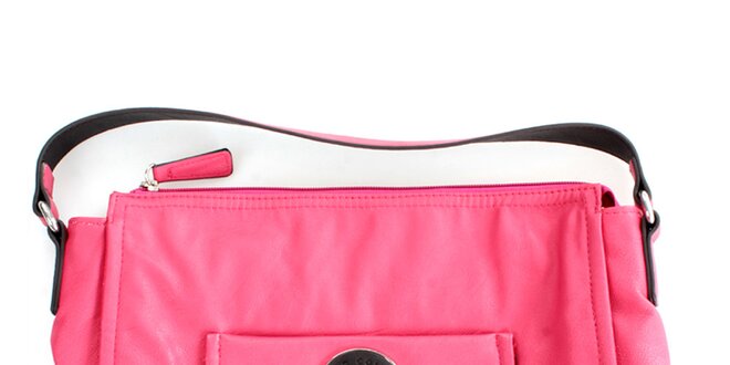 Dámska sýto ružová kabelka s vonkajšou kapsou United Colors of Benetton