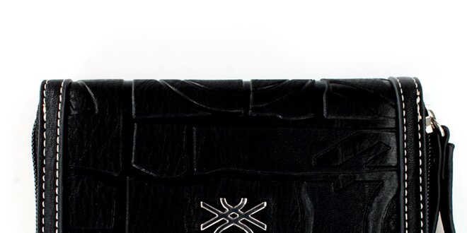 Dámska čierna peňaženka s potlačou United Colors of Benetton