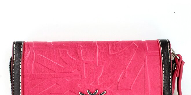 Dámska ružová peňaženka s čiernym lemom United Colors of Benetton