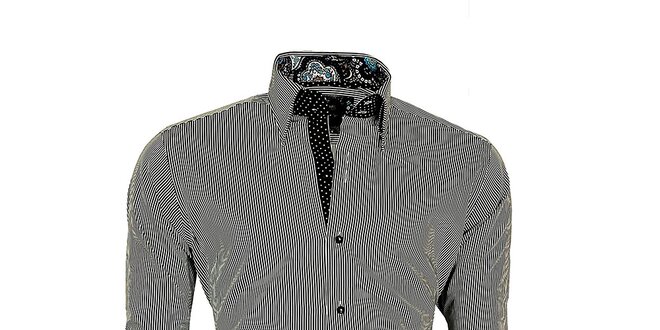 Pánska čierno-biela prúžkovaná košeľa z Premium kolekcie Pontto