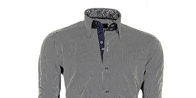 Pánska modro-biela prúžkovaná košeľa z Premium kolekcie Pontto