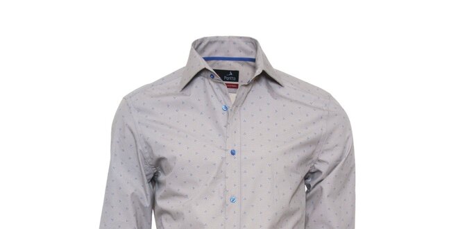 Pánska šedá košeľa s modrým vzorom Pontto
