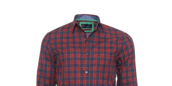 Pánska červeno-šedá kockovaná košeľa z limitovanej kolekcie Pontto