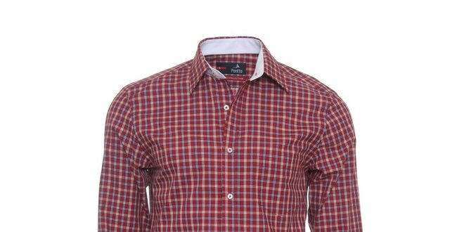 Pánska tmavo červená kockovaná košeľa z limitovanej kolekcie Pontto