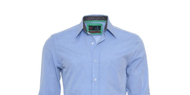 Pánska svetlo modrá košeľa s jemným vzorom Pontto