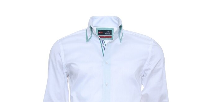 Pánska svetlo modrá košeľa s pruhovanou légou Pontto