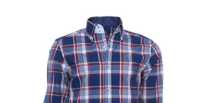 Pánska modro-červeno kockovaná košeľa Pontto
