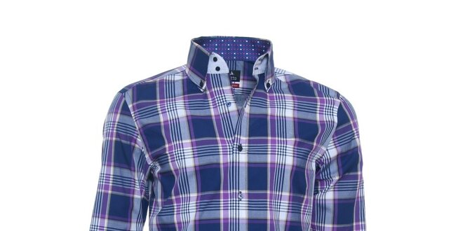 Pánska modro-fialová kockovaná košeľa Pontto
