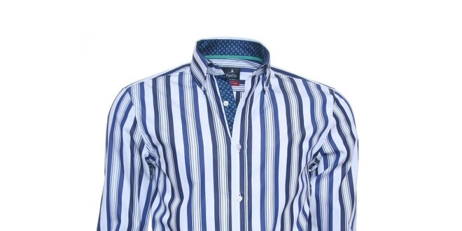 Pánska biela košeľa Ponto s modrými pruhmi