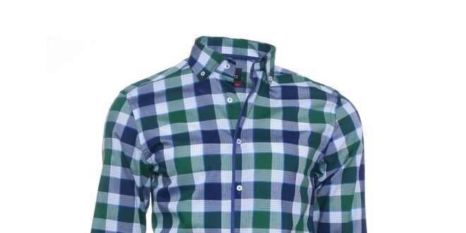 Pánska modro-zeleno kockovaná košeľa Pontto