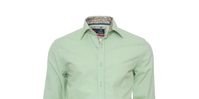 Pánska svetlo zeleno kockovaná košeľa Pontto