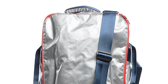 Strieborný cestovný batoh s červenými lemami Tommy Hilfiger