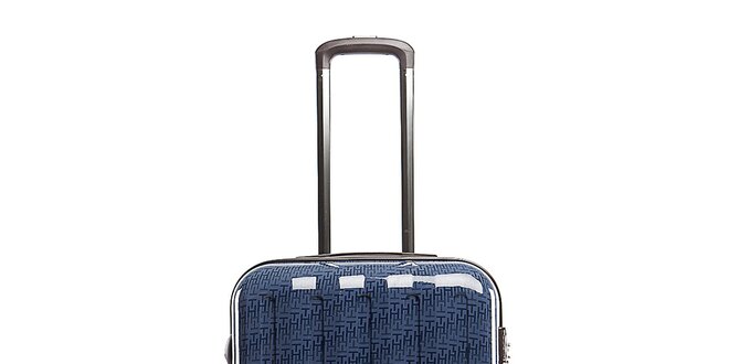 Väčší modrý cestovný kufor s červeným vnútrajškom Tommy Hilfiger