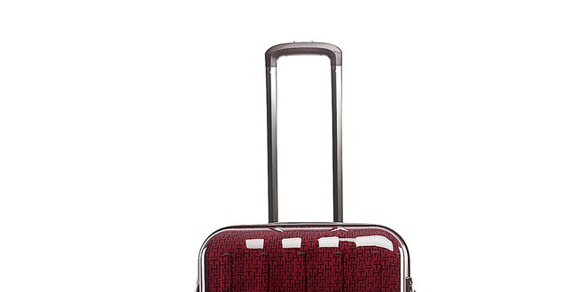 Väčší červený cestovný kufor s šedým vnútrajškom Tommy Hilfiger