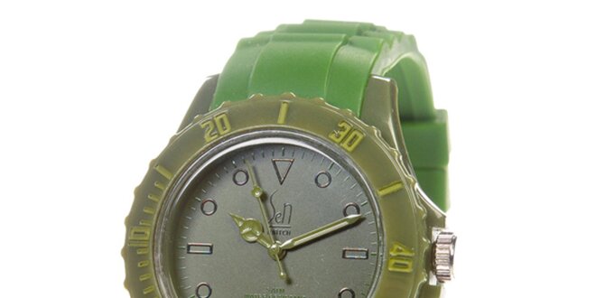Zelené analogové hodinky s minerálnym sklíčkom Senwatch