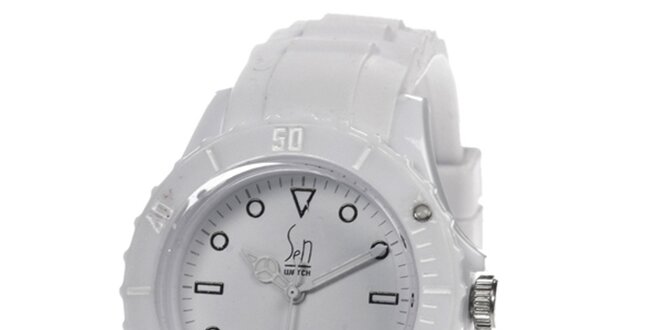 Biele analogové hodinky Senwatch