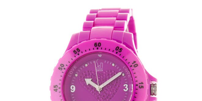 Purpurové hodinky s motívom srdiečka Senwatch