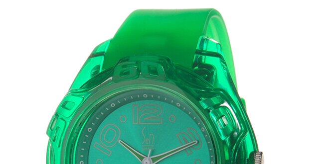 Zelené analogové hodinky s oceľovým púzdrom Senwatch