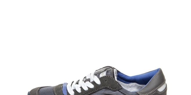 Pánske tmavo šedé tenisky s modrými detailmi Wrangler