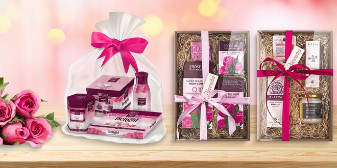 Valentínske balíčky kozmetiky alebo sladkostí
