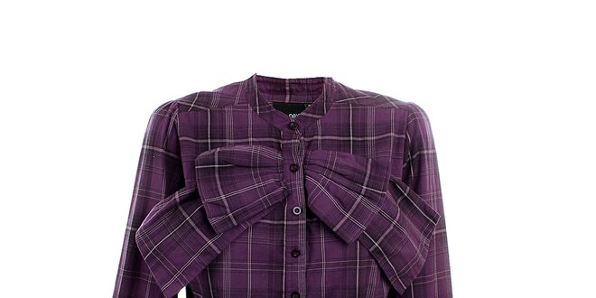 Dámska fialová kockovaná košeľa s mašľou Next