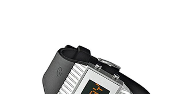 Čierno-strieborné digitálne hodinky Replay