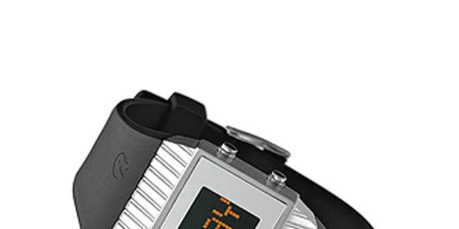 Čierno-strieborné digitálne hodinky Replay