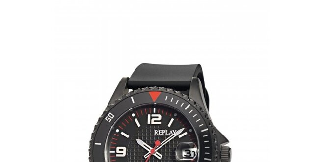 Čierne analogové hodinky Replay s dátumovkou